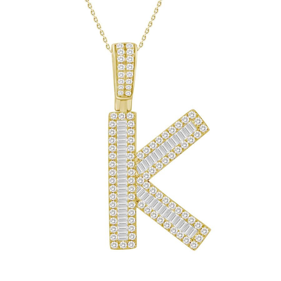 MEN'S CHARM 1.33CT ROUND/BAGUETTE DIAMOND 10K YELLOW GOLD 1 MEN'S CHARM 1.33CT ROUND/BAGUETTE DIAMOND 10K YELLOW GOLD - Image 1