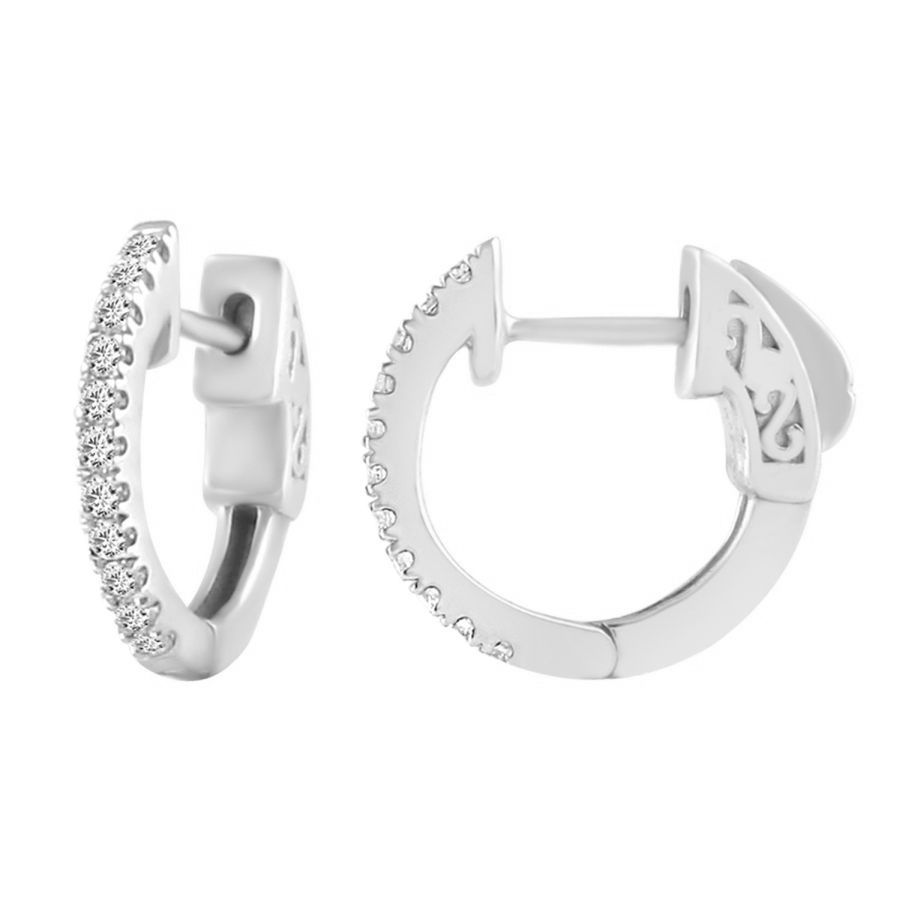 LADIES HOOP EARRINGS 0.25CT ROUND DIAMOND 10K WHITE GOLD 1 LADIES HOOP EARRINGS 0.25CT ROUND DIAMOND 10K WHITE GOLD - Image 1