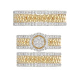 LADIES TRIOS SET 1.50CT ROUND DIAMOND 10K YELLOW GOLD - Image 5