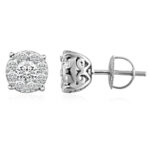 LADIES EARRINGS 0.50CT ROUND DIAMOND 14K WHITE GOLD (SI QUALITY)