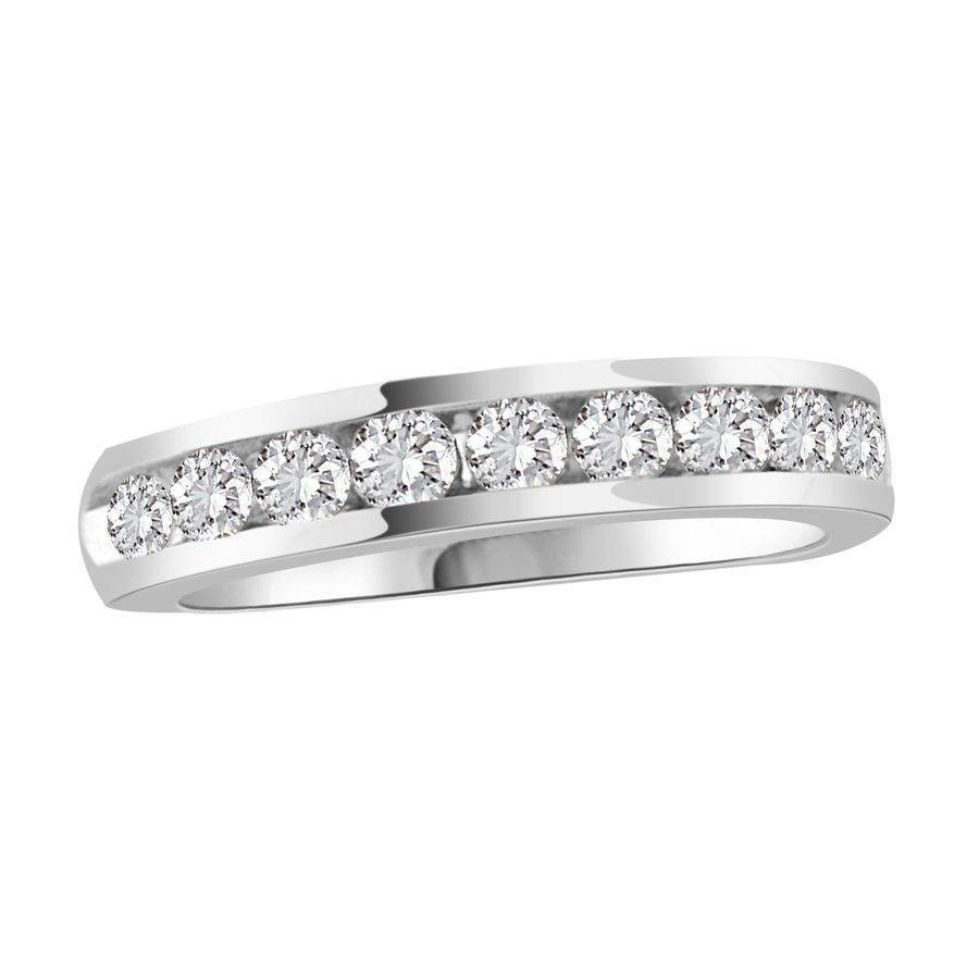 LADIES BAND 0.75CT ROUND DIAMOND 14K WHITE GOLD 1 LADIES BAND 0.75CT ROUND DIAMOND 14K WHITE GOLD - Image 1