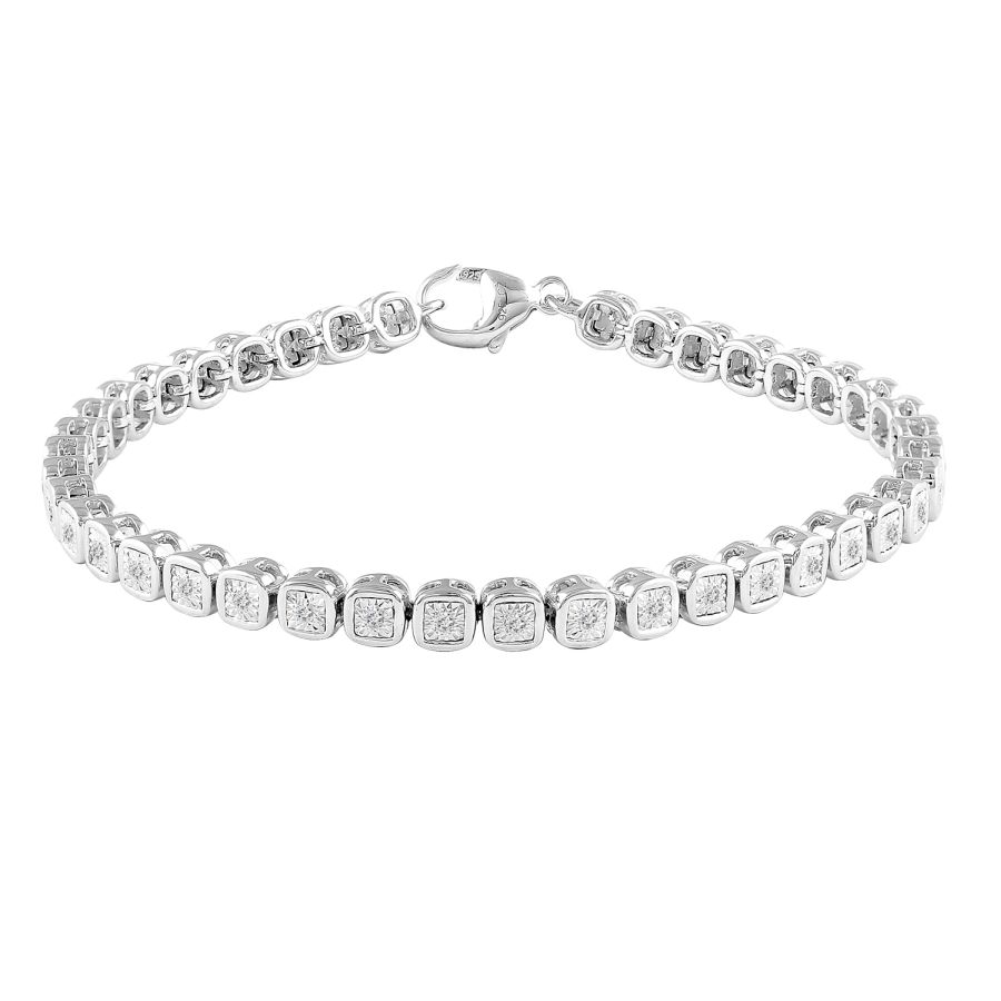 LADIES BRACELET 0.25CT ROUND DIAMOND STERLING SILVER/WHITE GOLD 1 LADIES BRACELET 0.25CT ROUND DIAMOND STERLING SILVER/WHITE GOLD - Image 1