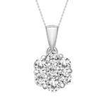 LADIES  PENDANT WITH CHAIN 0.75CT ROUND DIAMOND 14K WHITE GOLD