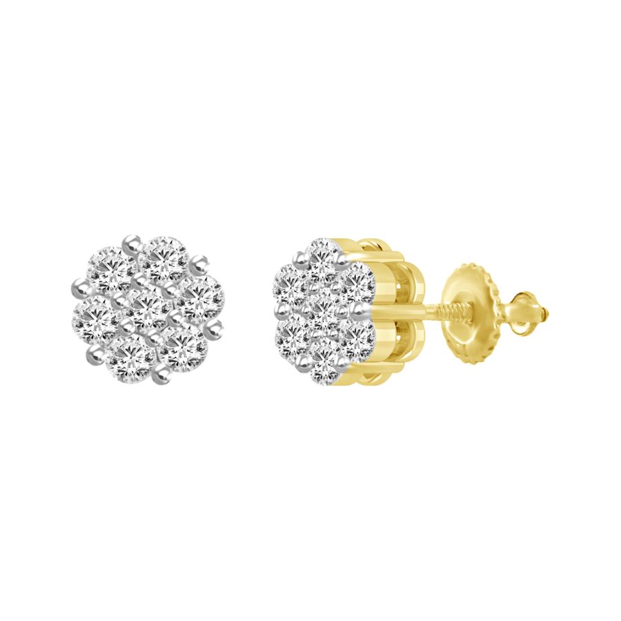 LADIES FLOWER EARRINGS 0.50CT ROUND DIAMOND 14K YELLOW GOLD 1 LADIES FLOWER EARRINGS 0.50CT ROUND DIAMOND 14K YELLOW GOLD - Image 1