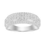 MEN'S  BAND 1.00CT ROUND/BAGUETTE DIAMOND 14K WHITE GOLD