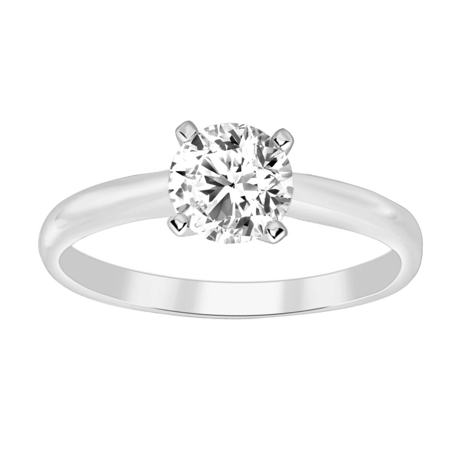LADIES SOLITAIRE RING 0.75CT ROUND DIAMOND 14K WHITE GOLD 1 LADIES SOLITAIRE RING 0.75CT ROUND DIAMOND 14K WHITE GOLD - Image 1
