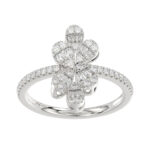 LADIES RING 0.50CT ROUND/BAGUETTE DIAMOND 14K WHITE GOLD