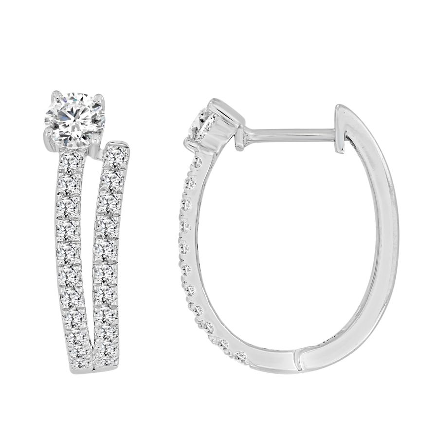 LADIES EARRINGS 1.00CT ROUND DIAMOND 14K WHITE GOLD 1 LADIES EARRINGS 1.00CT ROUND DIAMOND 14K WHITE GOLD - Image 1