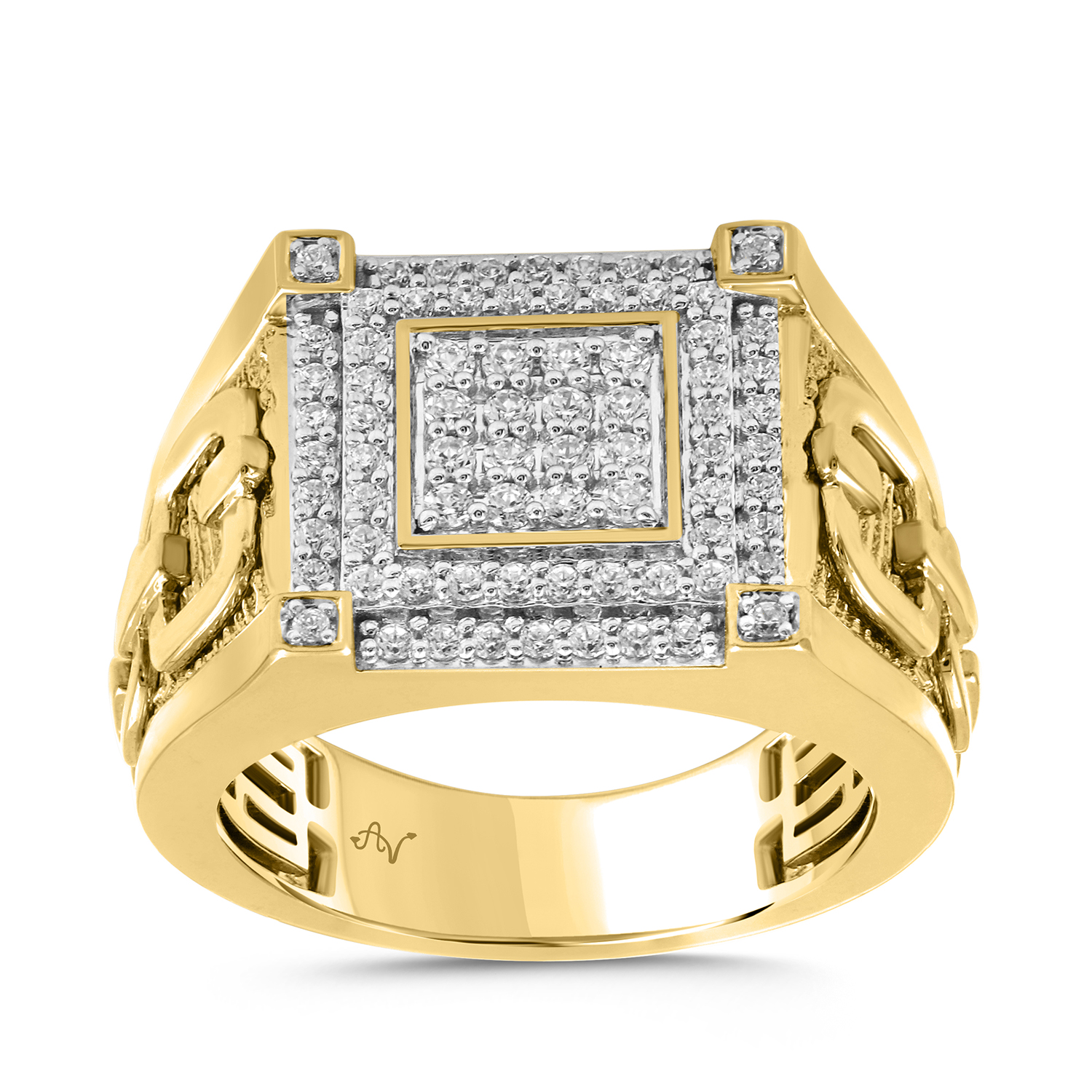 MEN'S RING 0.75CT ROUND DIAMOND 10K YELLOW GOLD 1 MEN'S RING 0.75CT ROUND DIAMOND 10K YELLOW GOLD - Image 1