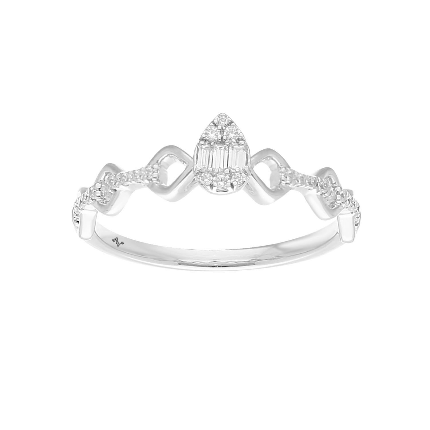 LADIES RING 0.15CT ROUND/BAGUETTE DIAMOND 14K WHITE GOLD (SI QUALITY) 1 LADIES RING 0.15CT ROUND/BAGUETTE DIAMOND 14K WHITE GOLD (SI QUALITY) - Image 1
