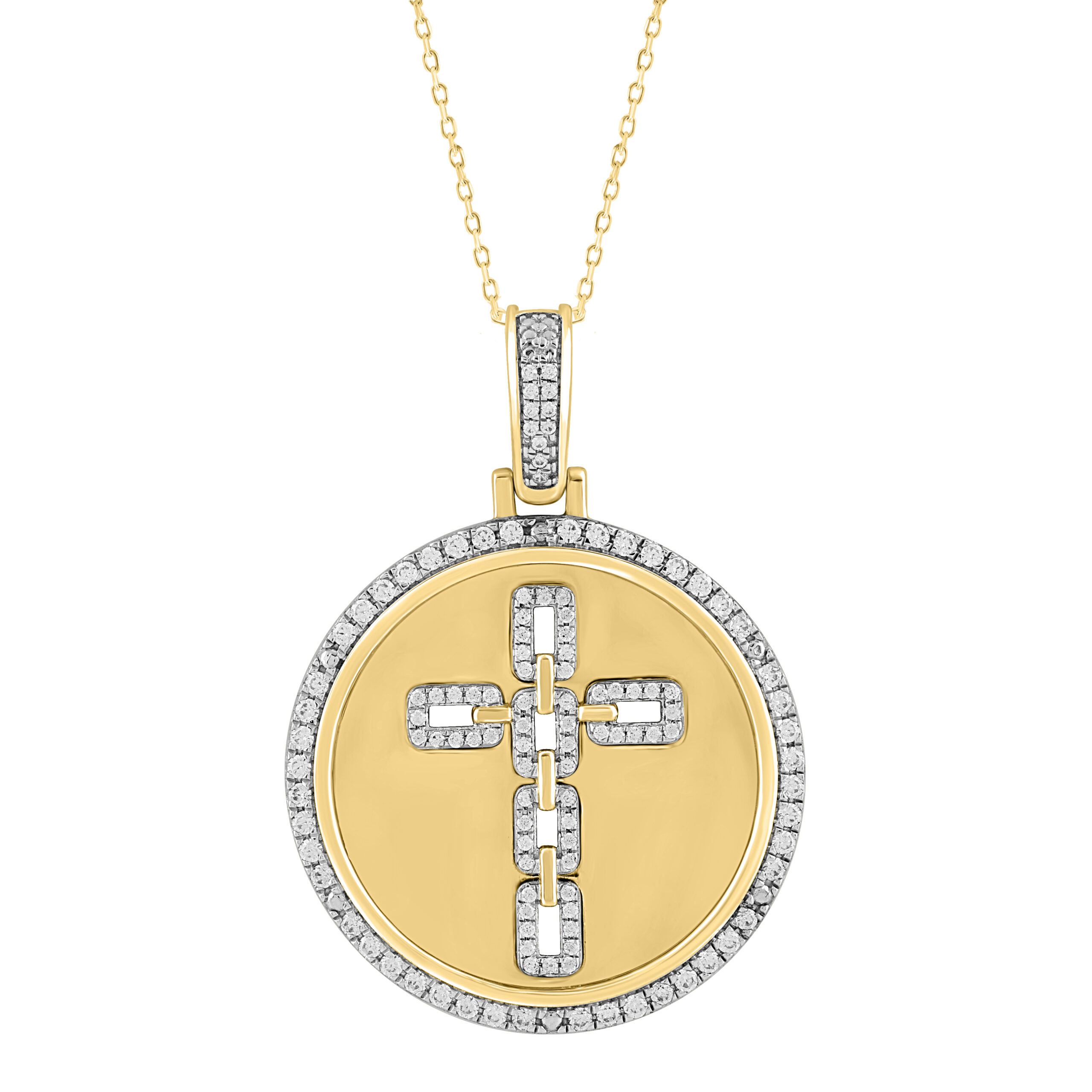 MEN'S CHARM PENDANT 0.50CT ROUND DIAMOND 10K YELLOW GOLD 1 MEN'S CHARM PENDANT 0.50CT ROUND DIAMOND 10K YELLOW GOLD - Image 1