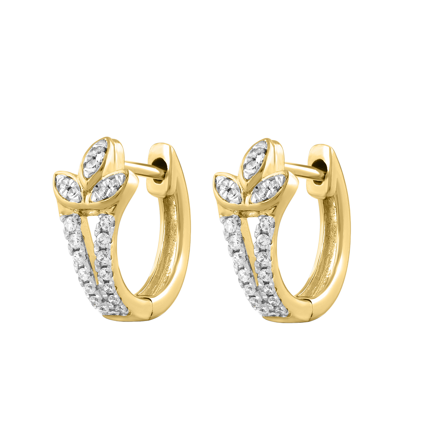 LADIES HOOPS EARRING 0.16CT ROUND DIAMOND 10K YELLOW GOLD 1 LADIES HOOPS EARRING 0.16CT ROUND DIAMOND 10K YELLOW GOLD - Image 1