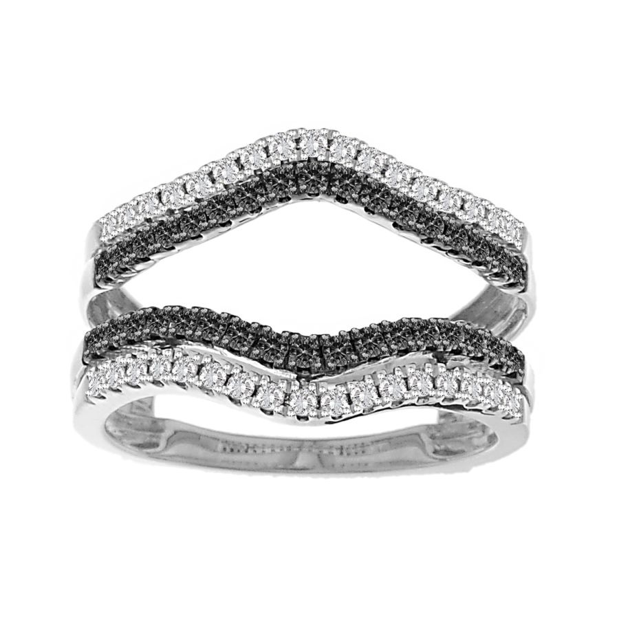 LADIES WRAP RING 0.50CT ROUND/BLACK DIAMOND 14K WHITE GOLD 1 LADIES WRAP RING 0.50CT ROUND/BLACK DIAMOND 14K WHITE GOLD - Image 1