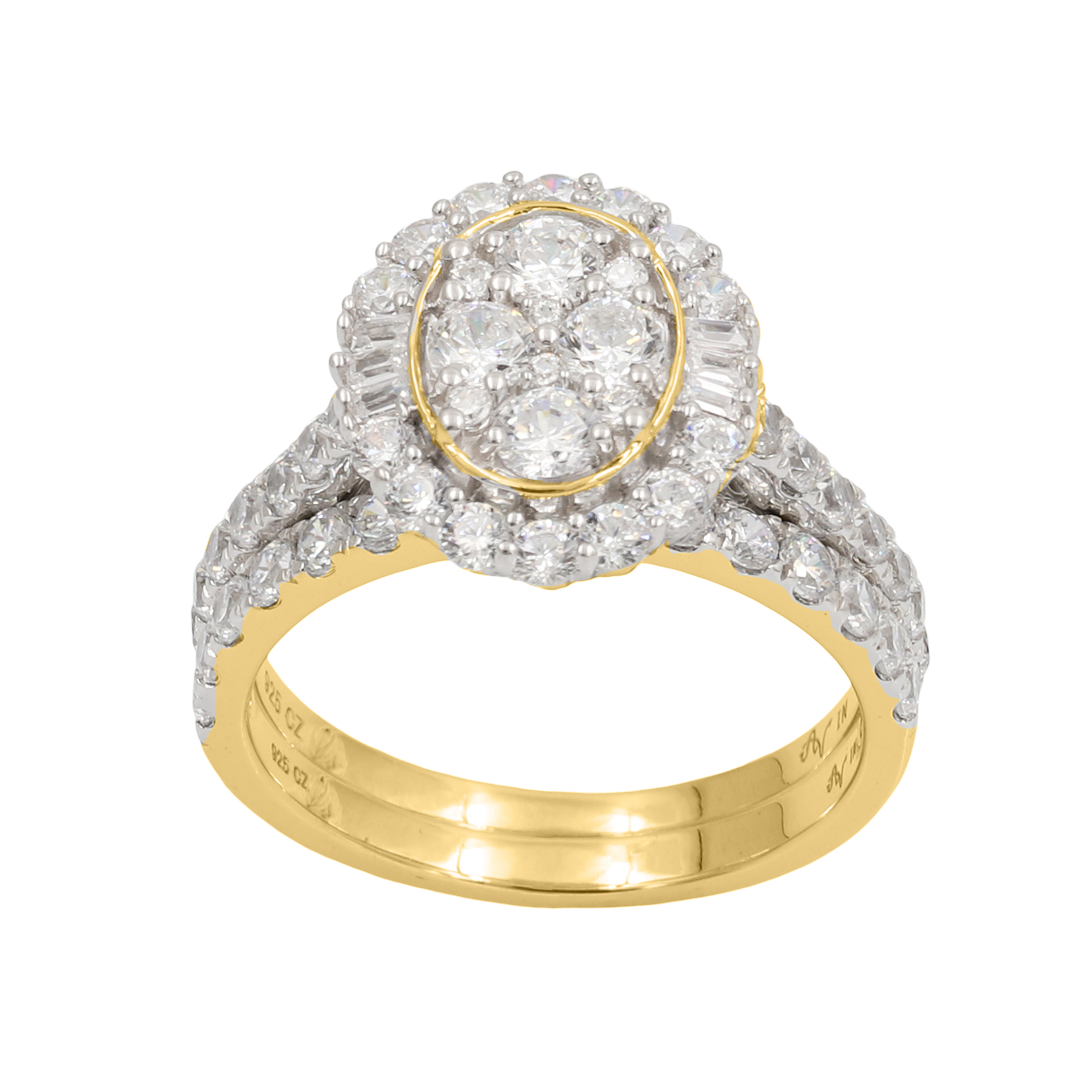 LADIES BRIDAL SET 1.75CT ROUND/BAGUETTE DIAMOND 14K YELLOW GOLD 1 LADIES BRIDAL SET 1.75CT ROUND/BAGUETTE DIAMOND 14K YELLOW GOLD - Image 1