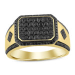 MEN'S  RING 1.00CT ROUND/DARK BROWN DIAMOND 10K YELLOW GOLD