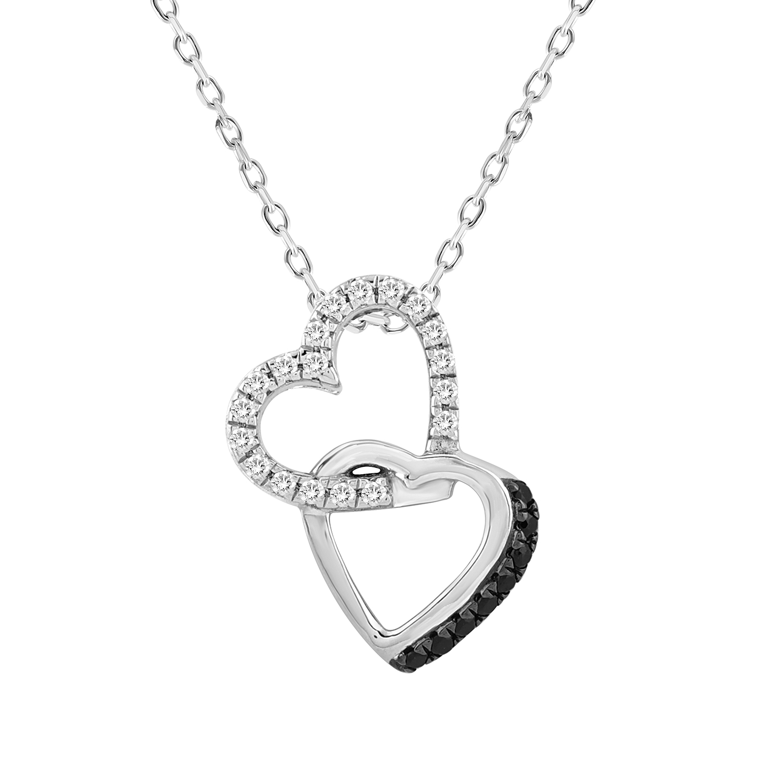 LADIES PENDANT WITH CHAIN 0.10CT ROUND/BLACK DIAMOND 14K WHITE GOLD 1 LADIES PENDANT WITH CHAIN 0.10CT ROUND/BLACK DIAMOND 14K WHITE GOLD - Image 1