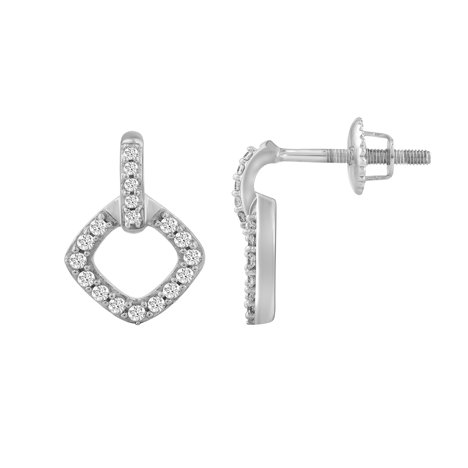 LADIES EARRINGS 0.20CT ROUND DIAMOND 10K WHITE GOLD 1 LADIES EARRINGS 0.20CT ROUND DIAMOND 10K WHITE GOLD - Image 1