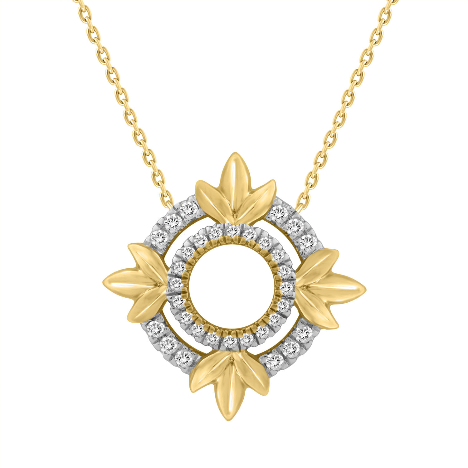 LADIES NECKLACE 0.16CT ROUND DIAMOND 10K YELLOW GOLD 1 LADIES NECKLACE 0.16CT ROUND DIAMOND 10K YELLOW GOLD - Image 1
