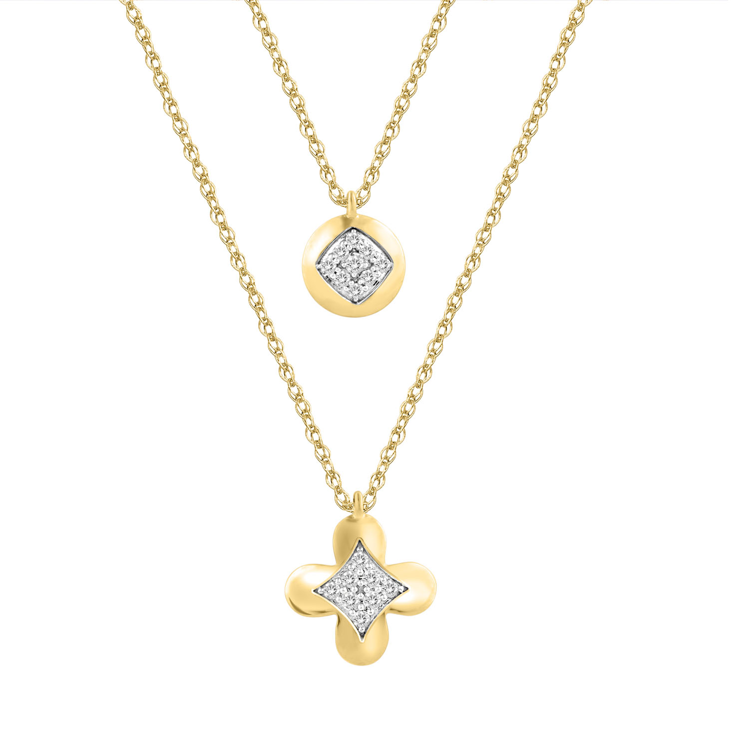 LADIES NECKLACE 0.15CT ROUND DIAMOND 10K YELLOW GOLD 1 LADIES NECKLACE 0.15CT ROUND DIAMOND 10K YELLOW GOLD - Image 1