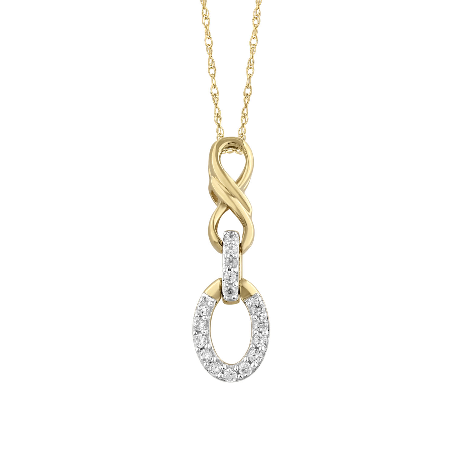 LADIES PENDANT WITH CHAIN 0.10CT ROUND DIAMOND 10K YELLOW GOLD 1 LADIES PENDANT WITH CHAIN 0.10CT ROUND DIAMOND 10K YELLOW GOLD - Image 1