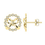 LADIES EARRINGS 0.25CT ROUND DIAMOND 10K YELLOW GOLD - Image 2