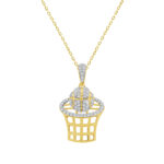 LADIES PENDANT WITH CHAIN 0.16CT ROUND DIAMOND 10K YELLOW GOLD