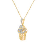 LADIES PENDANT WITH CHAIN 0.16CT ROUND DIAMOND 10K YELLOW GOLD - Image 2