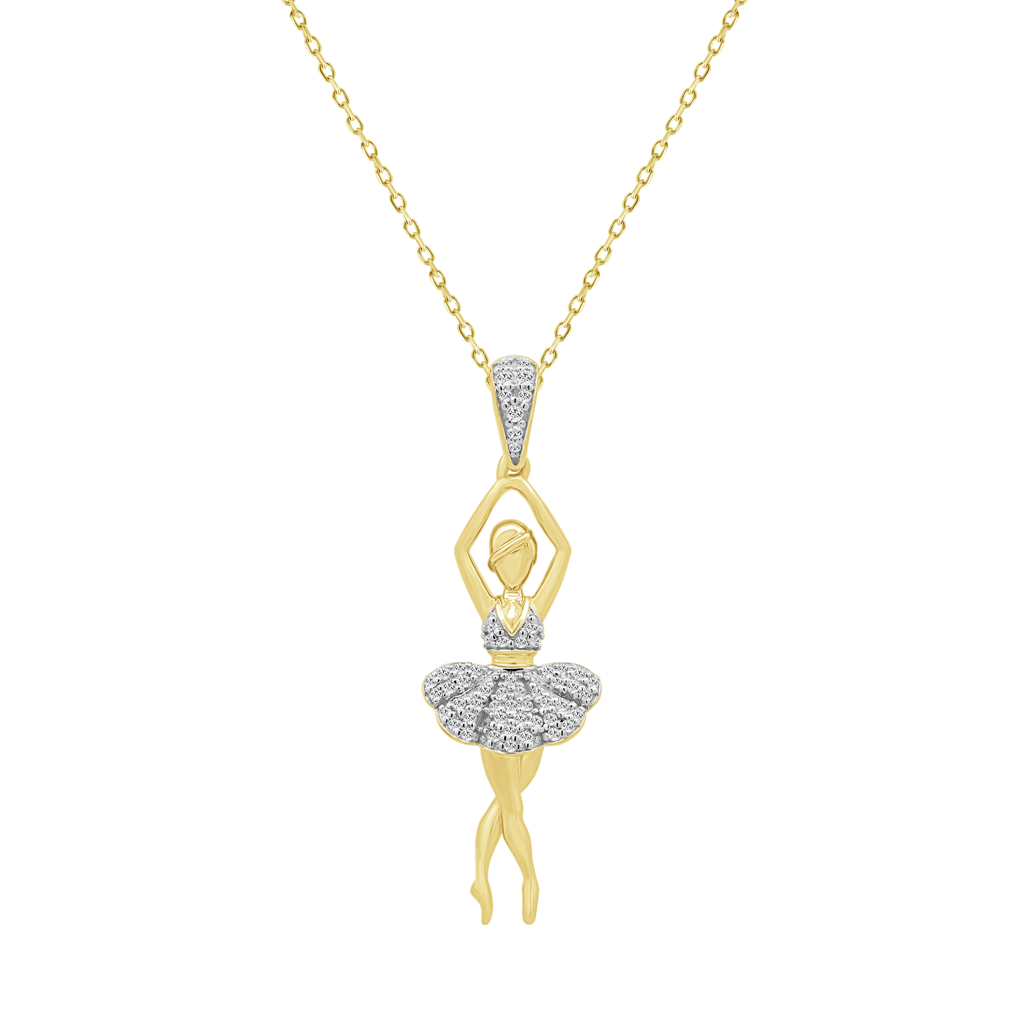 LADIES PENDANT WITH CHAIN 0.10CT ROUND DIAMOND 10K YELLOW GOLD 1 LADIES PENDANT WITH CHAIN 0.10CT ROUND DIAMOND 10K YELLOW GOLD - Image 1
