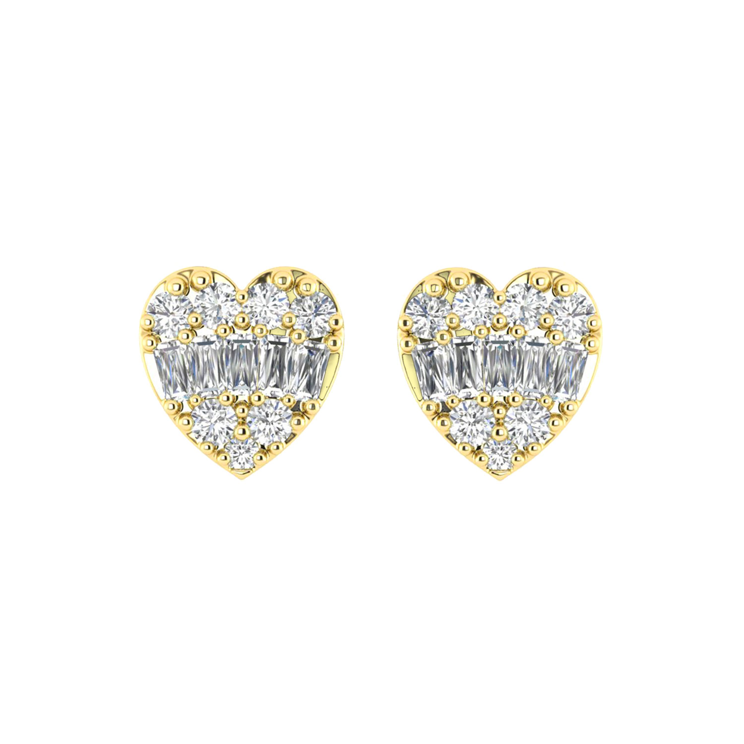 LADIES EARRINGS 0.25CT ROUND/BAGUETTE DIAMOND 14K YELLOW GOLD 1 LADIES EARRINGS 0.25CT ROUND/BAGUETTE DIAMOND 14K YELLOW GOLD - Image 1