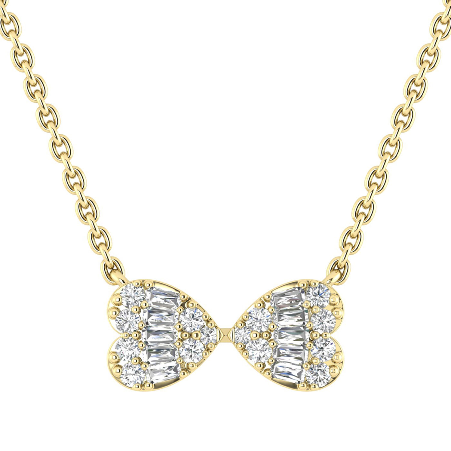 LADIES PENDANT WITH CHAIN 0.25CT ROUND/BAGUETTE DIAMOND 14K YELLOW GOLD 1 LADIES PENDANT WITH CHAIN 0.25CT ROUND/BAGUETTE DIAMOND 14K YELLOW GOLD - Image 1
