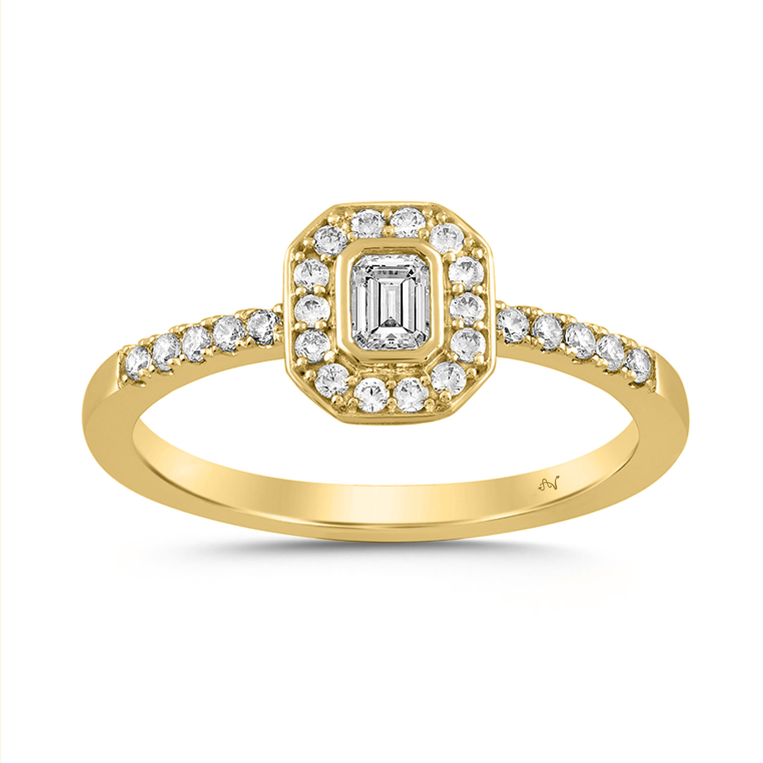 LADIES RING 0.33CT ROUND/EMERALD DIAMOND 10K YELLOW GOLD 1 LADIES RING 0.33CT ROUND/EMERALD DIAMOND 10K YELLOW GOLD - Image 1