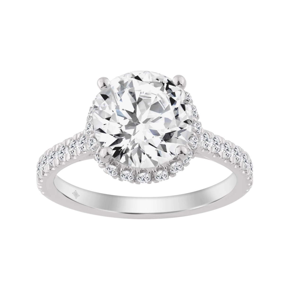 14K WHITE GOLD 4 1/2CT ROUND DIAMOND LADIES RING (CENTER STONE ROUND DIAMOND 4CT) 1 14K WHITE GOLD 4 1/2CT ROUND DIAMOND LADIES RING (CENTER STONE ROUND DIAMOND 4CT) - Image 1