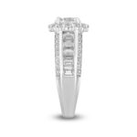 LADIES RING 3 3/4CT ROUND/BAGUETTE DIAMOND 14K WHITE GOLD (CENTER STONE ROUND DIAMOND 1 1/2CT ) - Image 3