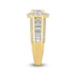 LADIES RING 3 3/4CT ROUND/BAGUETTE DIAMOND 14K YELLOW GOLD (CENTER STONE ROUND DIAMOND 1 1/2CT ) - Image 3