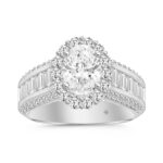 LADIES RING 3 3/4CT ROUND/OVAL/EMERALD DIAMOND 14K WHITE GOLD (CENTER STONE OVAL DIAMOND 1 1/2CT )