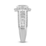 LADIES RING 3 3/4CT ROUND/OVAL/EMERALD DIAMOND 14K WHITE GOLD (CENTER STONE OVAL DIAMOND 1 1/2CT ) - Image 3