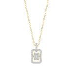 LADIES DANCING DIAMOND PENDANT WITH CHAIN 3/4CT ROUND/EMERALD DIAMOND 14K YELLOW GOLD (CENTER STONE EMERALD DIAMOND 1/2CT)