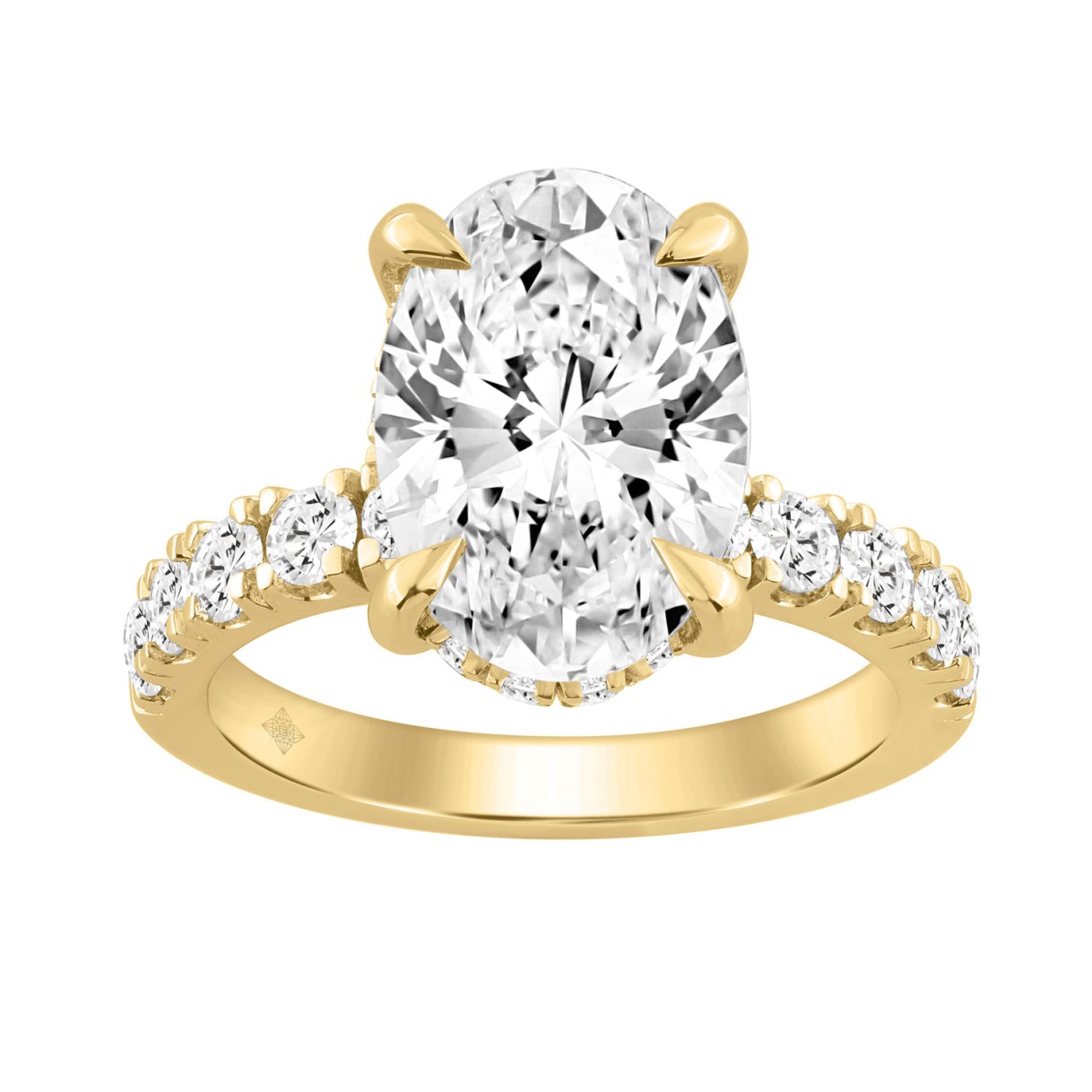 14K YELLOW GOLD 6.00CT ROUND/OVAL DIAMOND LADIES RING (CENTER STONE OVAL DIAMOND 5.00CT) 1 14K YELLOW GOLD 6.00CT ROUND/OVAL DIAMOND LADIES RING (CENTER STONE OVAL DIAMOND 5.00CT) - Image 1