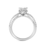 LADIES RING 2 1/2CT ROUND/BAGUETTE/EMERALD DIAMOND 14K WHITE GOLD (CENTER STONE EMERALD DIAMOND 2.00CT) - Image 3