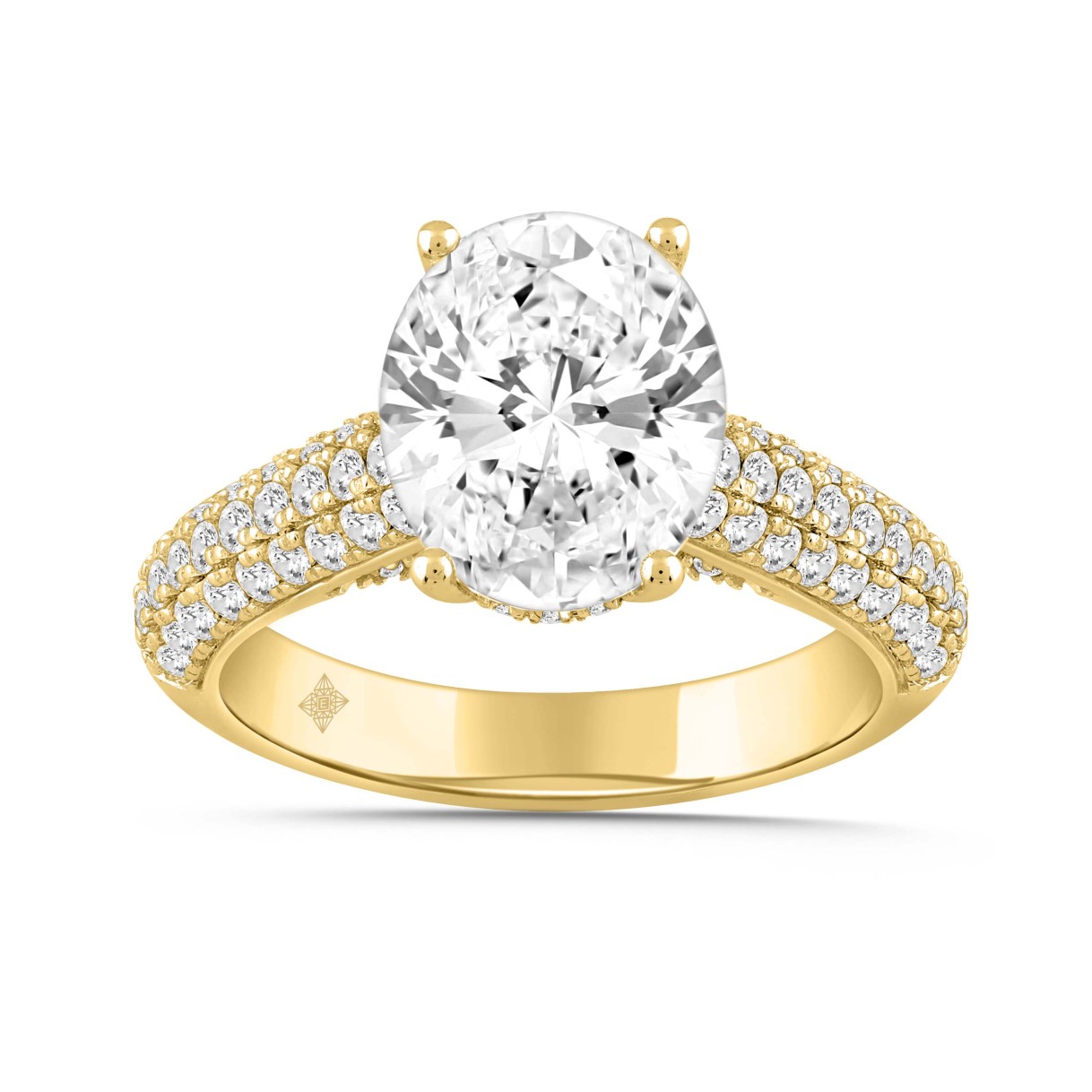 LADIES RING 3 3/4CT ROUND/OVAL DIAMOND 14K YELLOW GOLD (CENTER STONE OVAL DIAMOND 3.00CT) 1 LADIES RING 3 3/4CT ROUND/OVAL DIAMOND 14K YELLOW GOLD (CENTER STONE OVAL DIAMOND 3.00CT) - Image 1