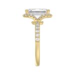 14K Yellow Gold 4 1/2CT ladies Round & Emerald-cut diamond halo engagement Ring 4.00CT Emerald Center stone (Color F-G -Clarity VS1/VS2) - Image 4