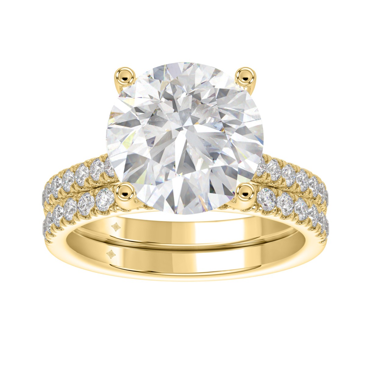 14K YELLOW GOLD 5 1/2CT ROUND DIAMOND LADIES BRIDAL SET (CENTER STONE ROUND DIAMOND 5CT) 1 14K YELLOW GOLD 5 1/2CT ROUND DIAMOND LADIES BRIDAL SET (CENTER STONE ROUND DIAMOND 5CT) - Image 1