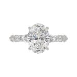 Elegant 14K White Gold Bridal Fancy Ring for Ladies 3 3/4CT Round & Marquise& Oval Cut Diamonds 3.00CT Center stone (Color F-G -Clarity VS1/V - Image 5