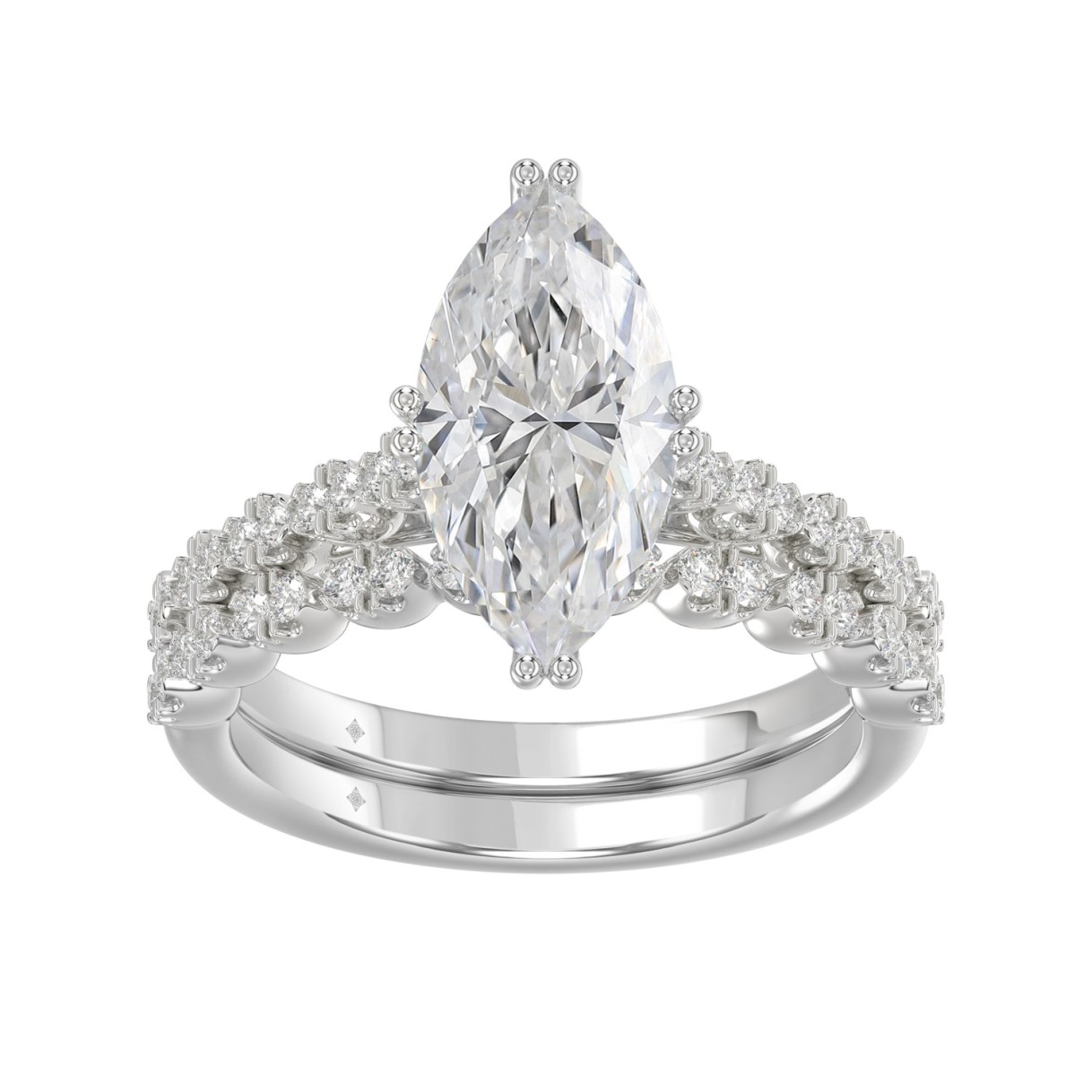 Ladies 14K White Gold Ladies Elegance- Bridal Set 3 1/3CT Round & Marquise Diamonds 3.00CT Marquise Center stone (Color F-G -Clarity VS1/VS2) 1 Ladies 14K White Gold Ladies Elegance- Bridal Set 3 1/3CT Round & Marquise Diamonds 3.00CT Marquise Center stone (Color F-G -Clarity VS1/VS2) - Image 1