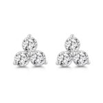 LADIES EARRINGS 1CT ROUND DIAMOND 14K WHITE GOLD