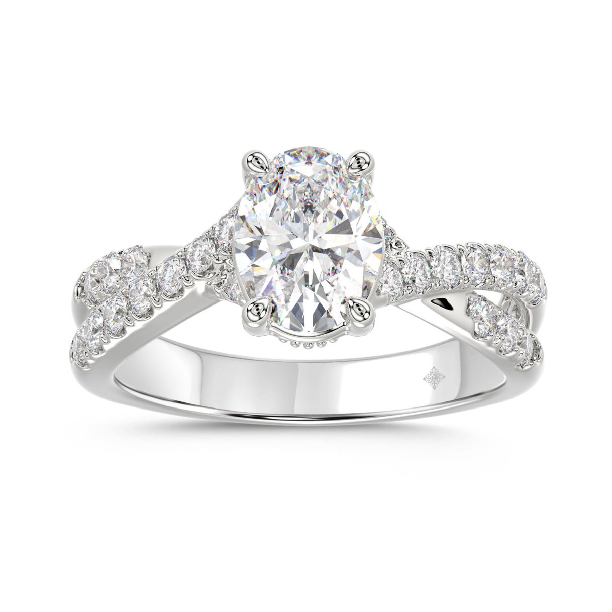 LADIES RING 2CT ROUND/OVAL DIAMOND 14K WHITE GOLD (CENTER STONE OVAL DIAMOND 1 1/2CT ) 1 LADIES RING 2CT ROUND/OVAL DIAMOND 14K WHITE GOLD (CENTER STONE OVAL DIAMOND 1 1/2CT ) - Image 1