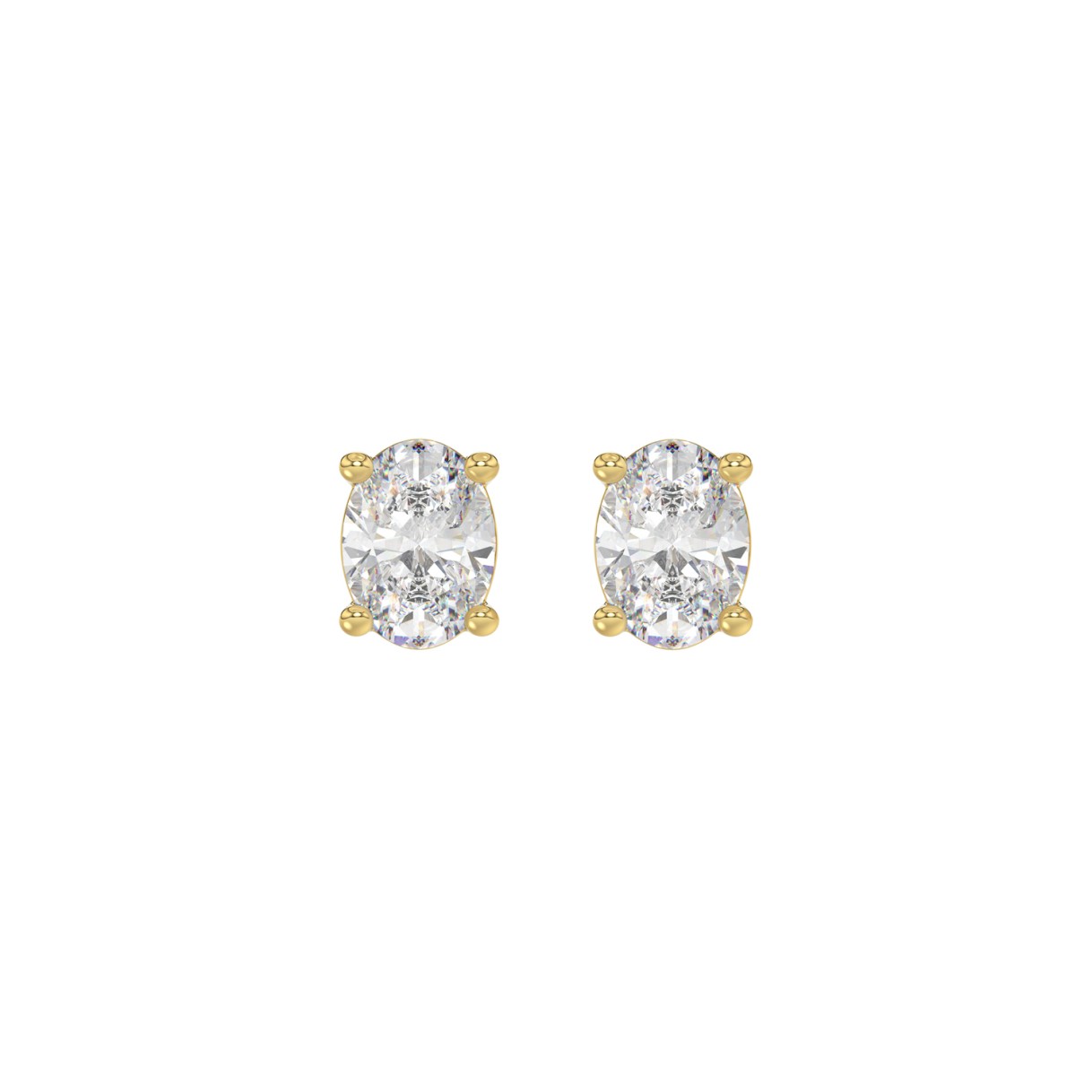 LADIES SOLITAIRE EARRINGS 1CT OVAL DIAMOND 14K YELLOW GOLD 1 LADIES SOLITAIRE EARRINGS 1CT OVAL DIAMOND 14K YELLOW GOLD - Image 1