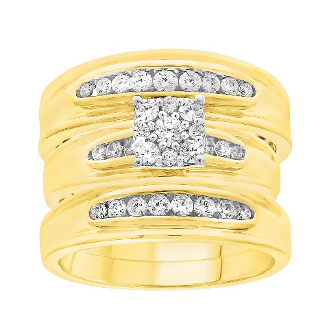 LADIES TRIOS SET 0.75CT ROUND DIAMOND 10K YELLOW GOLD 1 LADIES TRIOS SET 0.75CT ROUND DIAMOND 10K YELLOW GOLD - Image 1