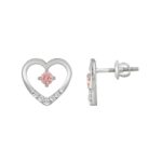 ETERNAL BLUSH COLLECTION LADIES EARRINGS 1/3CT ROUND DIAMOND 14K WHITE GOLD (CENTER STONE PINK ROUND DIAMOND 1/5CT) - Image 2