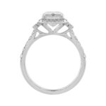 Elegance Ladies 14K White Gold 3 1/2CT Round Lab Grown Diamond Bridal Ring & Emerald Cut Halo Engagement Ring for Women (3.00CT Emerald Center stone ( - Image 2